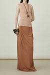 SWAYING/KNIT seamless round hem long skirt SW24SS3B23 clay color PS82
